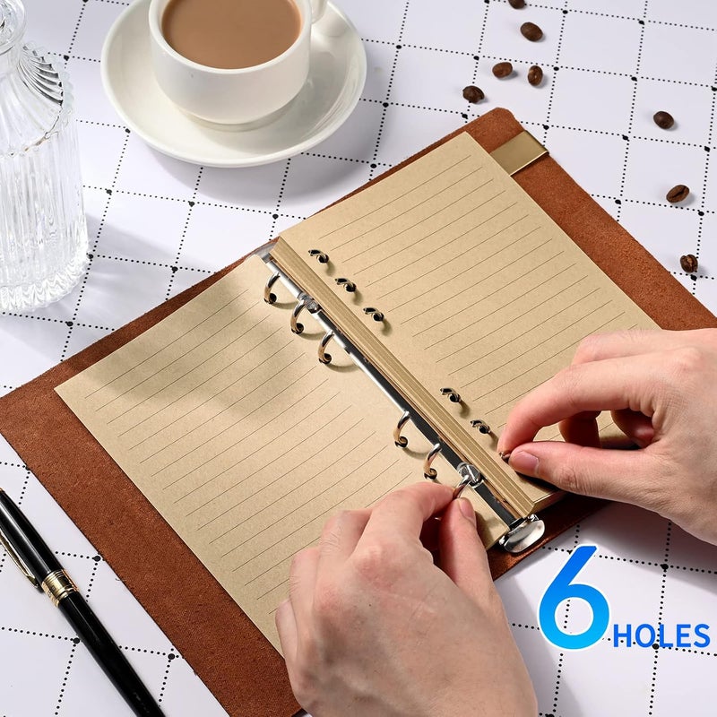 Tofun A6 Lined Vintage Refillable Paper, Retro A6 Binder Refills Paper for 6-Ring Binders Planner Traveller Journal Notebook Dairy, 7mm Ruled Filler Paper, 80 Sheets 160 Pages, Lined - Image 5
